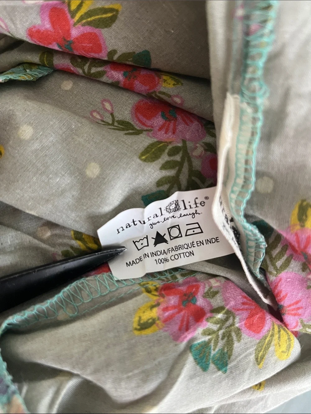 2 Natural Life king Grey Nora floral polkadot Boho pillowcases contrast ruffle